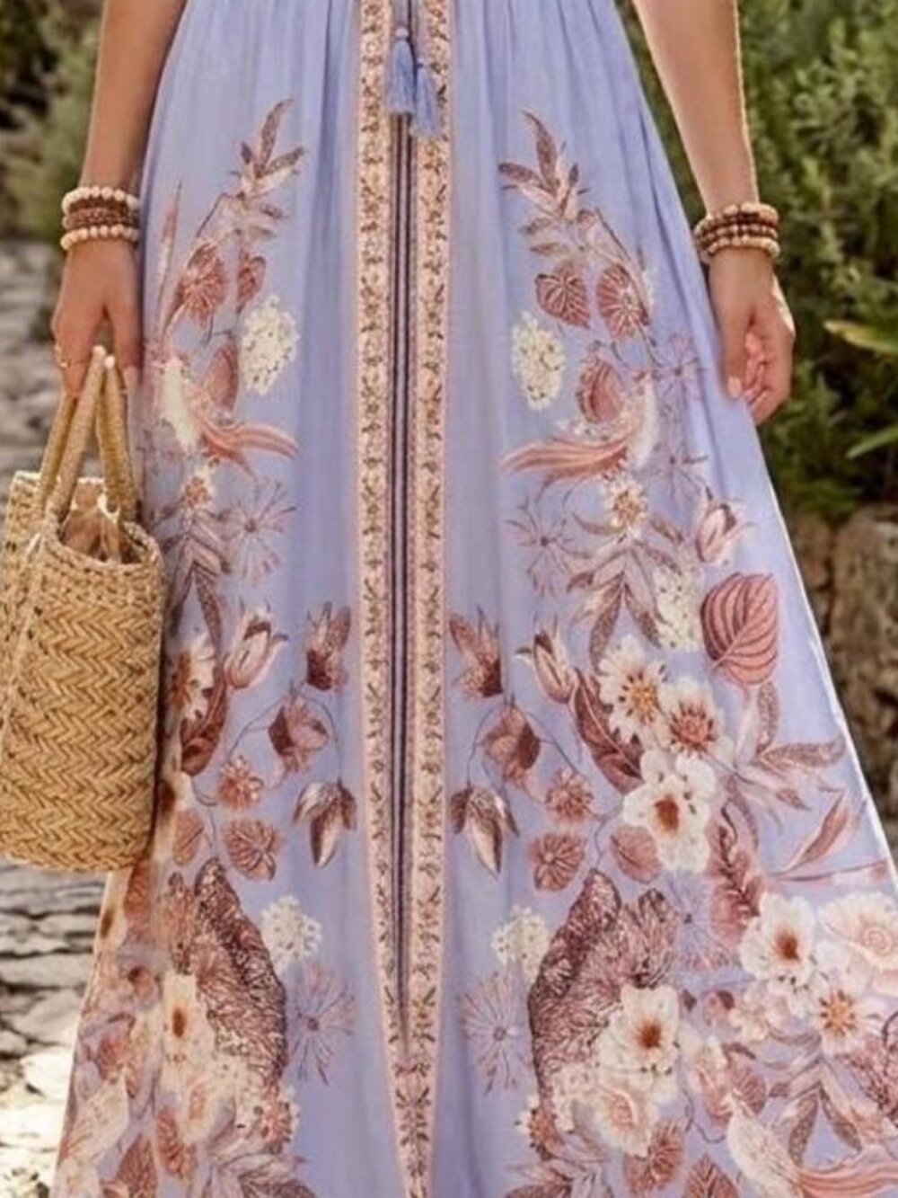 Caroline Constas lavender purple beige linen summer maxi dress size S - Picture 9 of 11